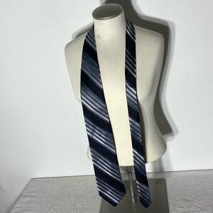 Ted Baker London Navy Silver Striped Neck Tie 100% Silk